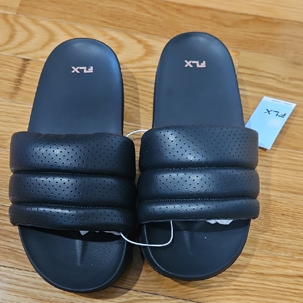 FLX Black Slide Sandals
